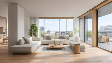 Modern and Ultra-Realistic Interior Living Space with Natural Light and Stylish Furniture in Contemporary Design