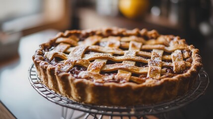 Delicious homemade pie with lattice crust