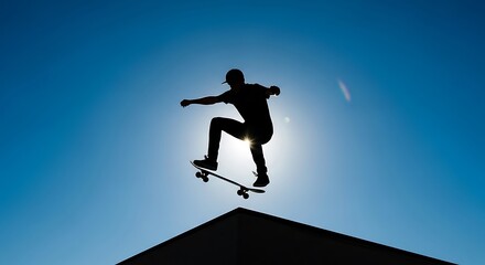 Skater Performing a Skateboard Trick.