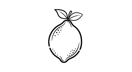 Hand drawn lemon fruit with leaves sketch icon.