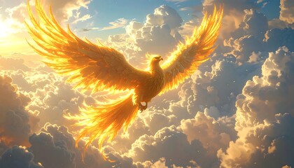 Golden phoenix soars high