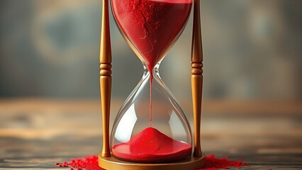 A cracked hourglass with red sand, symbolizing urgent health warnings in midlife.