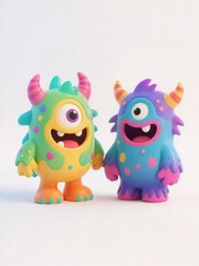 3D colorful cute monster