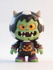 3D cute football monster on white background