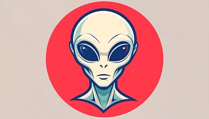 Alien portrait on red circle