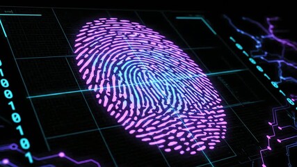 Biometric finger print texture scan on a digital interface for cybersecurity and data protection - Powered by Adobe