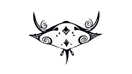 Obraz premium A detailed vector illustration of a skull with wings is presented as a tribal tattoo design or Halloween symbol