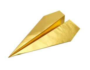 Glossy golden paper airplane