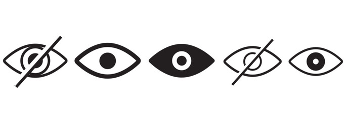 Eyes line icons. View and Eye icon set. See and unsee symbol. Show password. eye line icon set of vector. Eye icon set. Eye symbol. Open eyes images. Collection of eyes logos, symbols and icons. Eps10