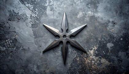 Metallic star on grey floor