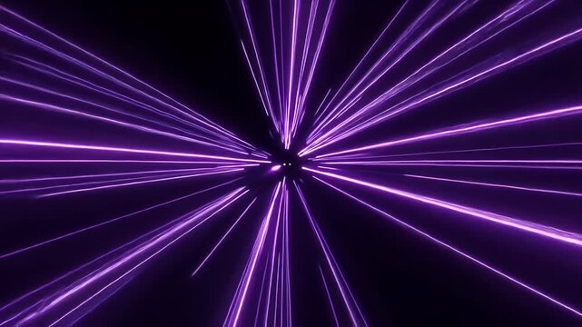 Abstract Purple Light Streaks Zooming Through Darkness.