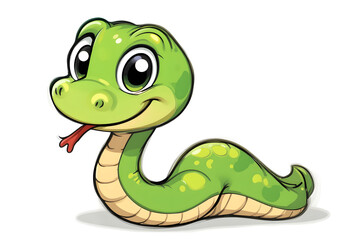 Fototapeta premium A cute and friendly green cartoon snake character. Generative AI 