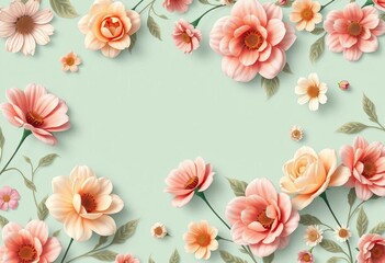 Elegant floral pattern notebook cover template, soft pastel colors,  blossom,  digital