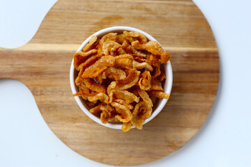 Crispy pork rinds with crunchy texture.