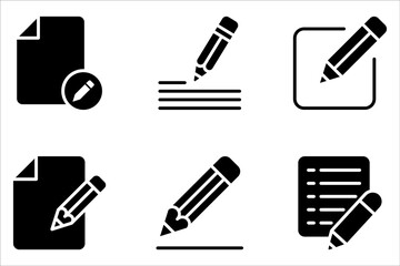 Edit icon set. edit text icon. edit document icon. pencil sign on white background