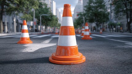 road cones guide traffic