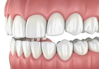 Upper and Lower Set of Teeth with Gums Showing Uneven Spacing and Alignment