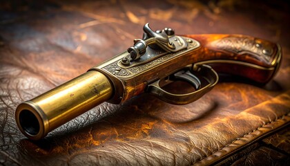 Ornate, vintage pistol close