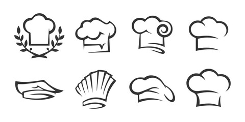 Chef Hat Icon Set – Editable Cooking and Restaurant Vector Design.
