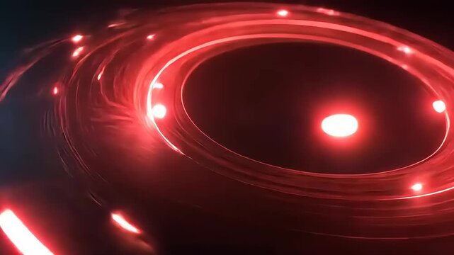 Abstract swirling red light patterns creating a mesmerizing visual effect in a dark background