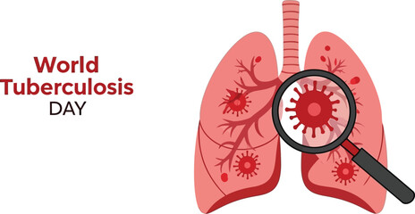 Raise Awareness with this Powerful World Tuberculosis Day Design Featuring Lungs and Magnifying Glass for Health Campaigns and Medical Research Initiatives