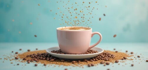 Pastel Coffee Dream  A Light   Airy Design with Playful Sprinkled Coffee Beans