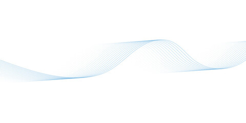 Abstract blue smooth wave on a white background. Dynamic sound wave. Design element. Vector illustration.