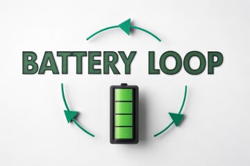 Digital illustration of battery with green power loop
