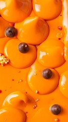 Close-up of an orange dessert with chocolate