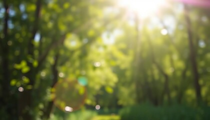 Soft-focus natural background, blurred greenery and sunlight,  leaves,  green
