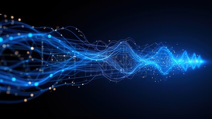 Electric blue energy lines with particle effects and data flow