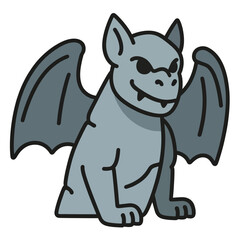 A simple and charming doodle-style illustration of a classic stone gargoyle, a cool and powerful character for gothic, fantasy, and medieval-themed designs.
