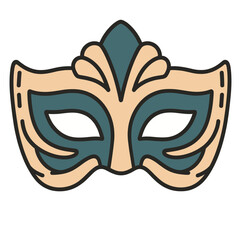 An elegant and simple doodle-style illustration of an ornate masquerade mask, a classic and timeless icon symbolizing mystery, celebration, and theatrical arts.
