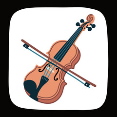 A simple and elegant hand-drawn illustration of a classic violin and bow, a timeless and sophisticated icon for classical music, orchestra, and the fine arts.
