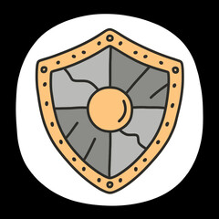 A simple and powerful doodle-style illustration of a medieval shield, a classic and timeless icon symbolizing protection, defense, security, and strength.
