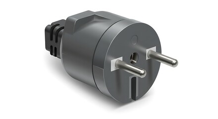 A realistic vector illustration of a standard two-prong electric plug in white plastic, centered on a clean white background
