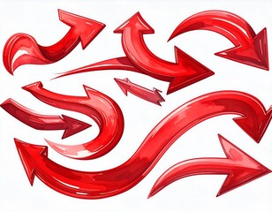 Red arrows on white background