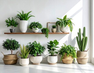 Indoor Plant Display Shelf Arrangement.