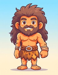Cartoon caveman, friendly, and smiling