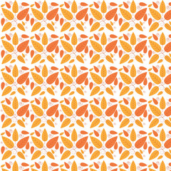 Seamless Autumn Leaf Pattern, Decorative Fall Foliage Background in Orange and Yellow Colors
