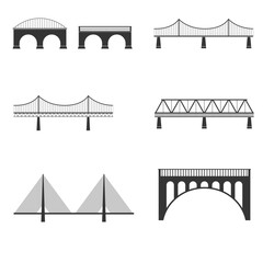 Set of bridge illustration silhouette in various type