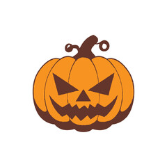 Halloween Pumpkin Illustration – Scary Jack O Lantern Face Icon for Holiday, Party, Decoration and Festival Design