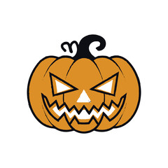 Scary Halloween Pumpkin Face Logo, Angry Jack O Lantern Spooky Design for Horror Party and Decoration