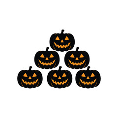 Halloween Jack O’ Lantern Pumpkins Pyramid – Spooky Vector Illustration
