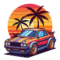 retro car on the beach