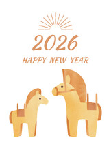 埴輪の馬の年賀状テンプレート2