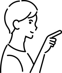 大事なポイントを指差しする医師のイラスト　線画のみ