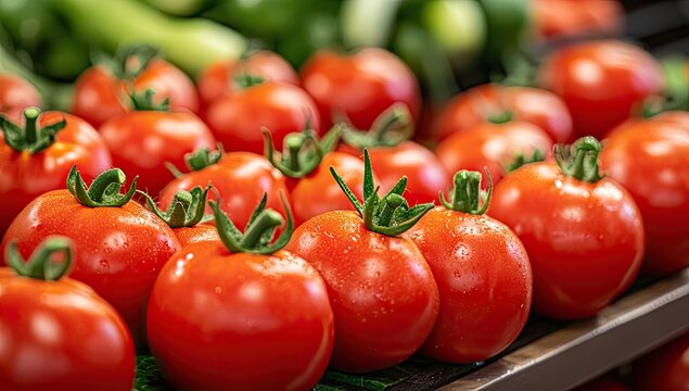 Fresh, ripe tomatoes on display - Powered by Adobe