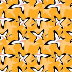 Yellow black modern abstract flowers 