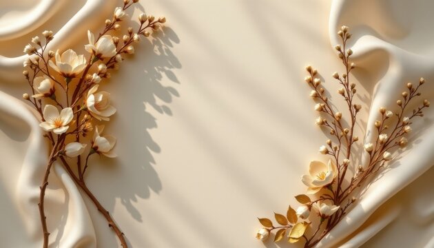 ivory glow 35: a pearlized ivory off white with a washed cotton texture, lit by warm incandescent wash and accented with faint gold brushstroke. composition: central focal area with soft drop shadow